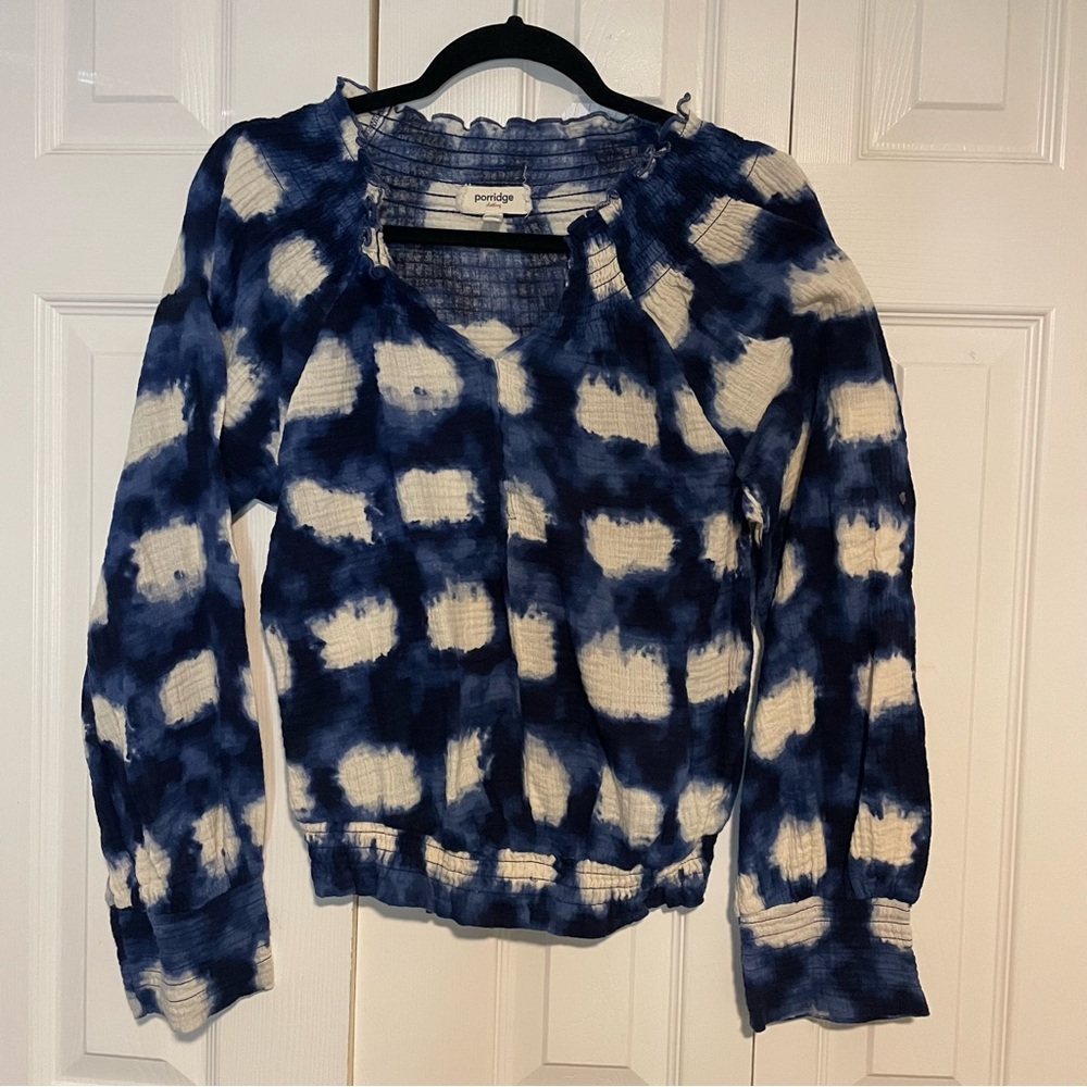 Anthropologie Porridge Blue and White Striped Top